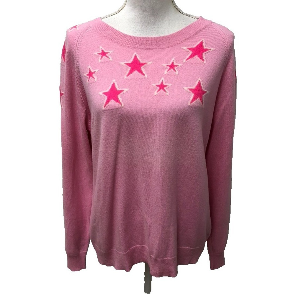 Chinti & Parker Cashmere Sweater Jumper Womens Medium Pink Star Coquette Girly